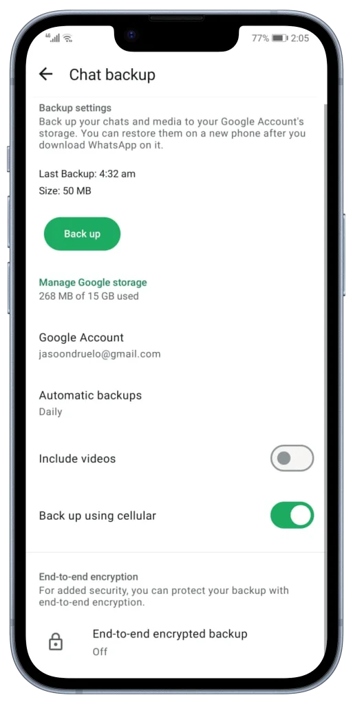 backup restore 2 Cadangkan obrolan dari WhatsApp