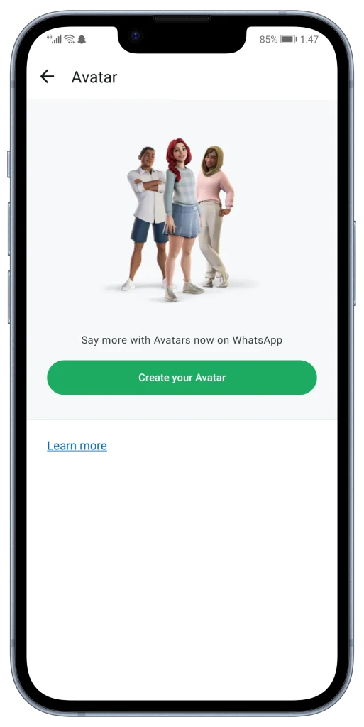 Avatar 2 setup avatars on GB whatsapp